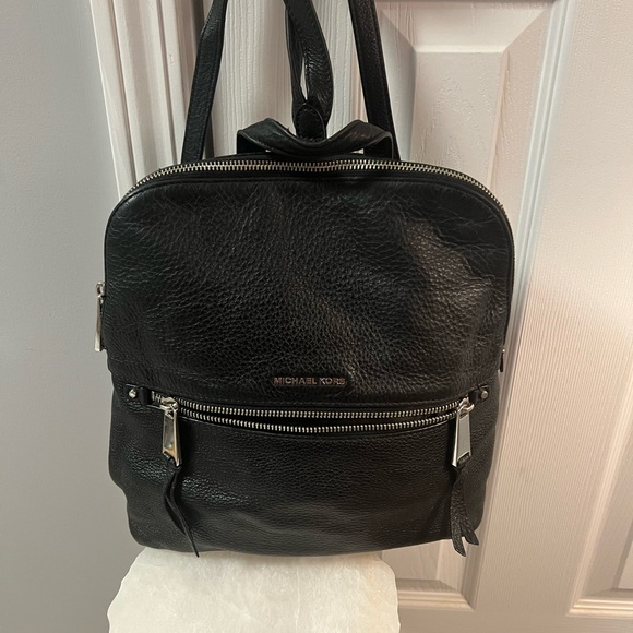 Michael Kors Black Leather Backpack - Picture 1 of 6